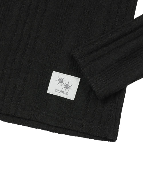 KNIT BUTTON LONG SLEEVE TEE BLACK