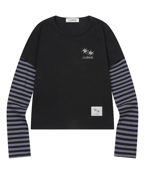 STRIPE LONG SLEEVE TEE BLACK