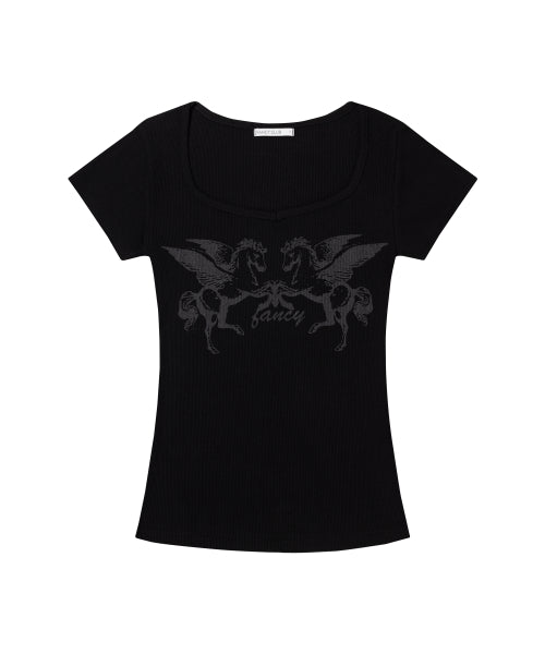 TOP F26QB058 - 2 COLORS BLACK