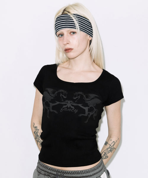 TOP F26QB058 - 2 COLORS BLACK
