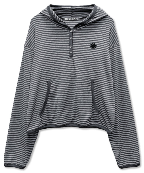 STRIPE HOODIE SLEEVE LONG - 2 COLORS GREY