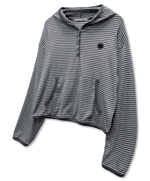 STRIPE HOODIE SLEEVE LONG - 2 COLORS GREY