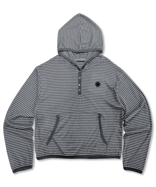 STRIPE HOODIE SLEEVE LONG - 2 COLORS GREY