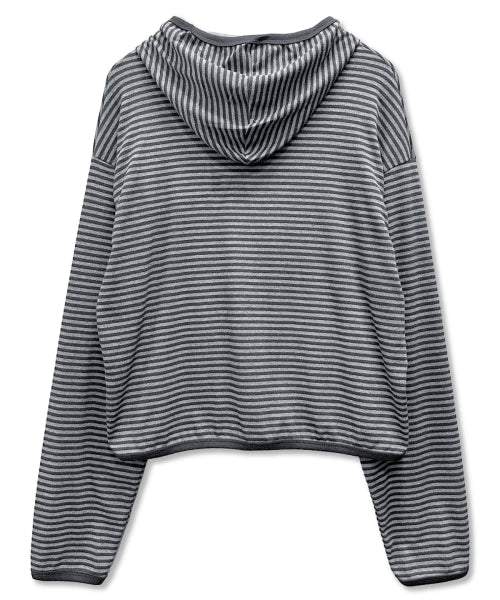 STRIPE HOODIE SLEEVE LONG - 2 COLORS GREY