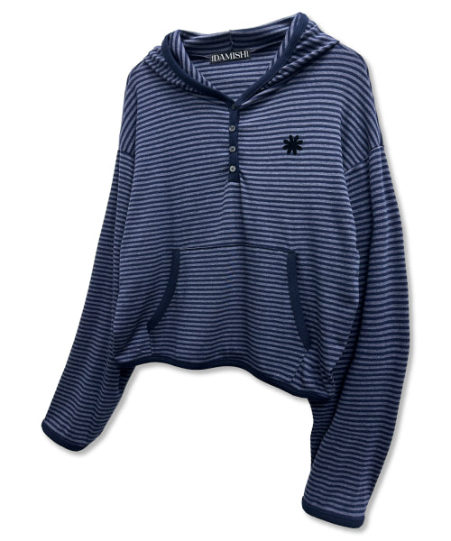 STRIPE HOODIE SLEEVE LONG - 2 COLORS BLUE