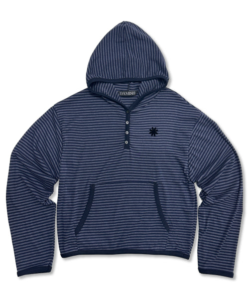 STRIPE HOODIE SLEEVE LONG - 2 COLORS BLUE