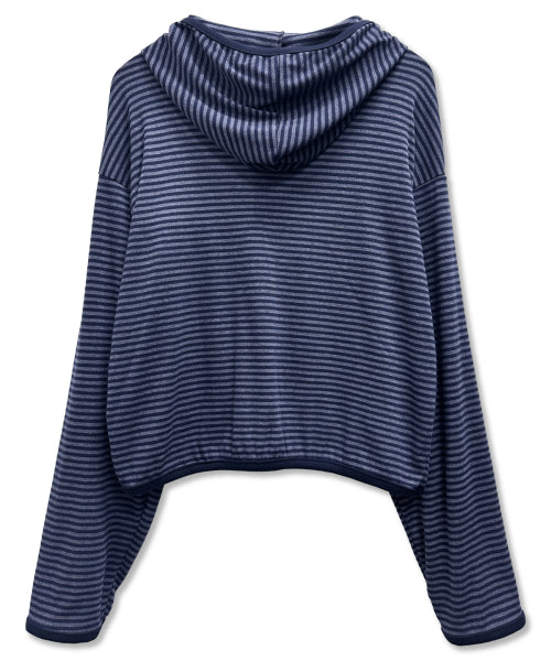 STRIPE HOODIE SLEEVE LONG - 2 COLORS BLUE