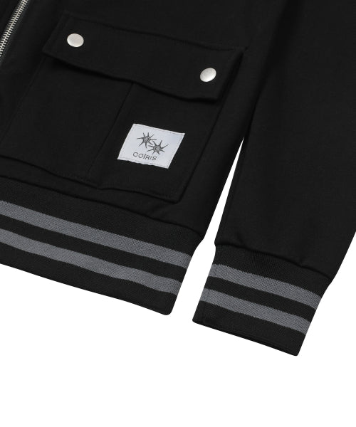 CONTRAST POCKET HOODIE - 2 COLORS BLACK
