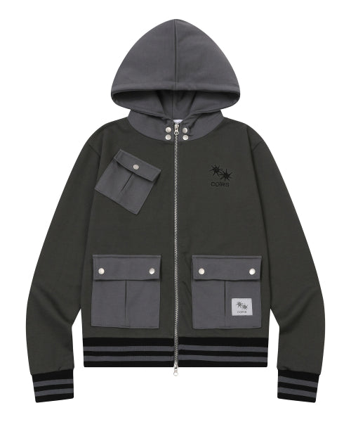 CONTRAST POCKET HOODIE - 2 COLORS BLACK
