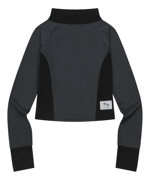 CONTRAST LONG SLEEVE TEE CHARCOAL