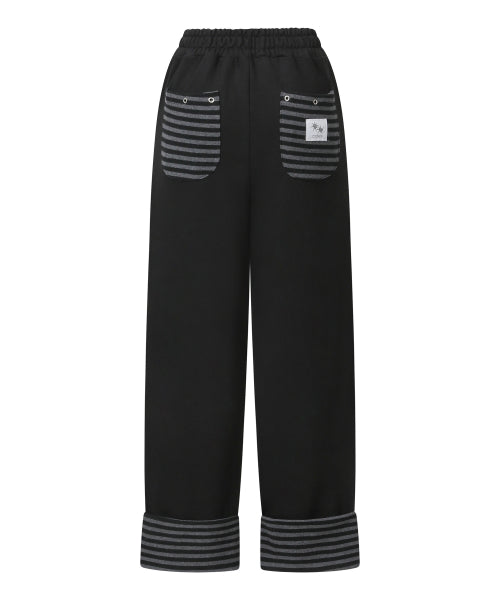 CONTRAST STRIPE PANTS BLACK