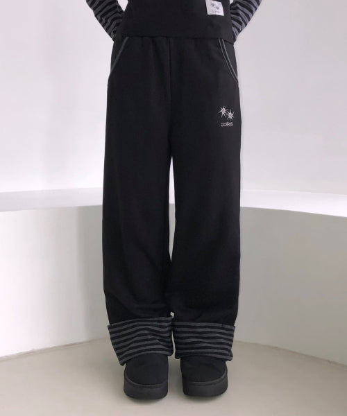 CONTRAST STRIPE PANTS BLACK