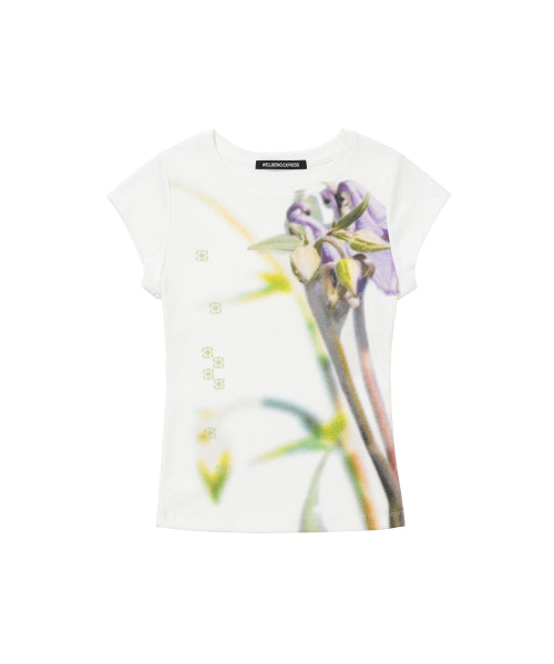 FLOWER HALF SLEEVE TEE - 3 COLORS WHITE