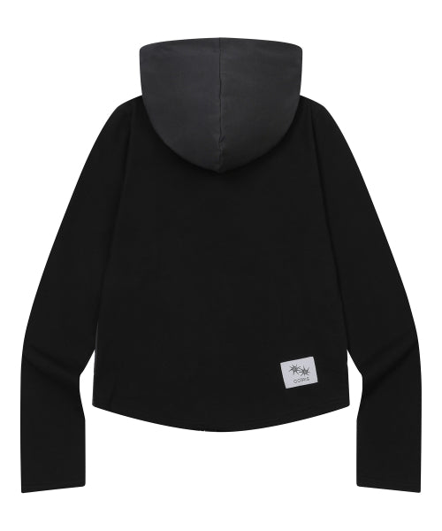 CONTRAST SLIM FIT HOODIE TEE BLACK