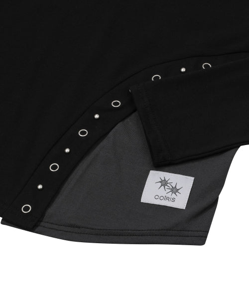 CONTRAST SLIM FIT HOODIE TEE BLACK