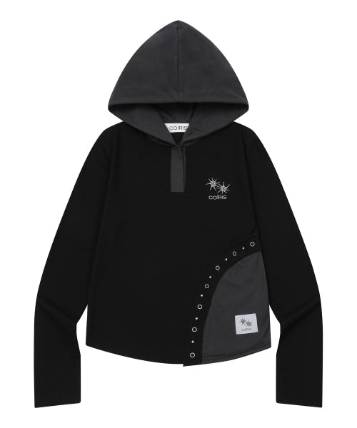 CONTRAST SLIM FIT HOODIE TEE BLACK