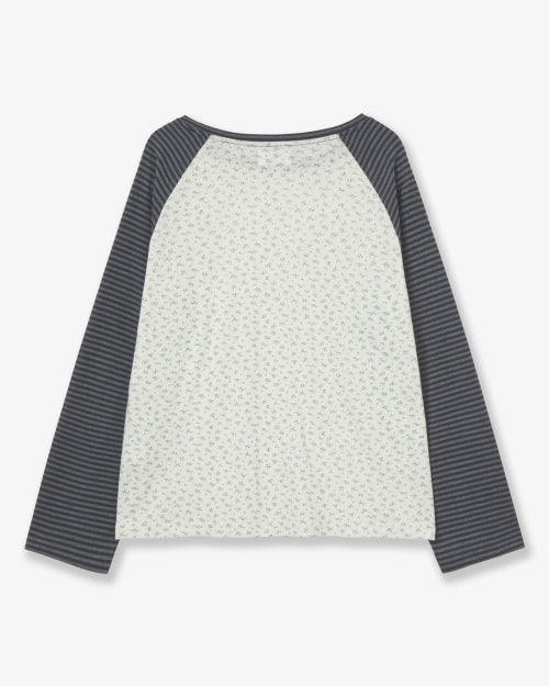 COZY FLOWER RAGLAN LONG SLEEVE - 2 COLORS CHARCOAL