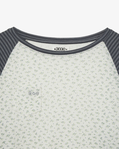 COZY FLOWER RAGLAN LONG SLEEVE - 2 COLORS CHARCOAL