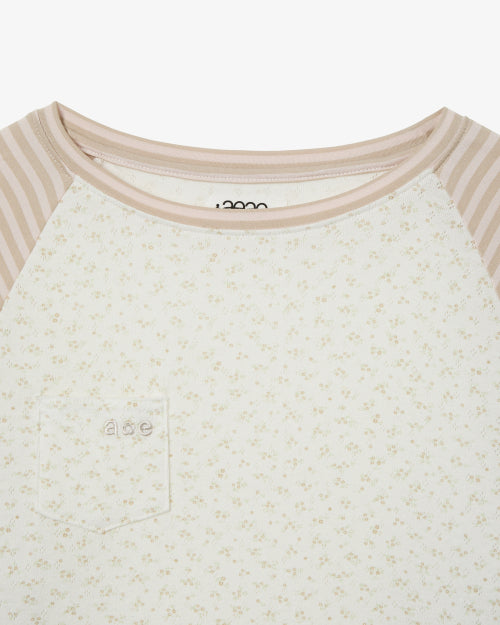 COZY FLOWER RAGLAN LONG SLEEVE - 2 COLORS BEIGE