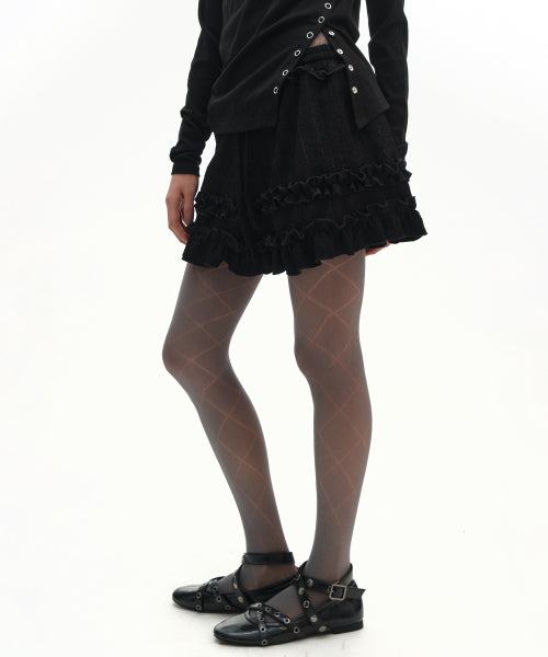 FRILL LACE CANCAN MINI SKIRT - 2 COLORS WHITE