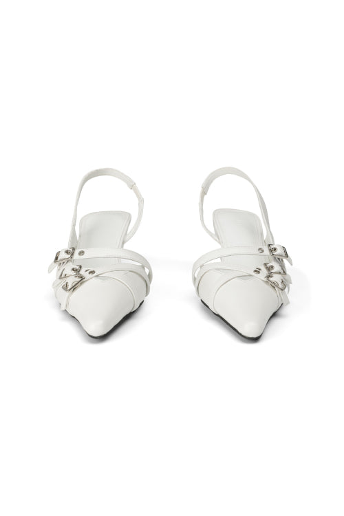 BUCKLE STRAP SLINGBACKS - 3 COLORS WHITE