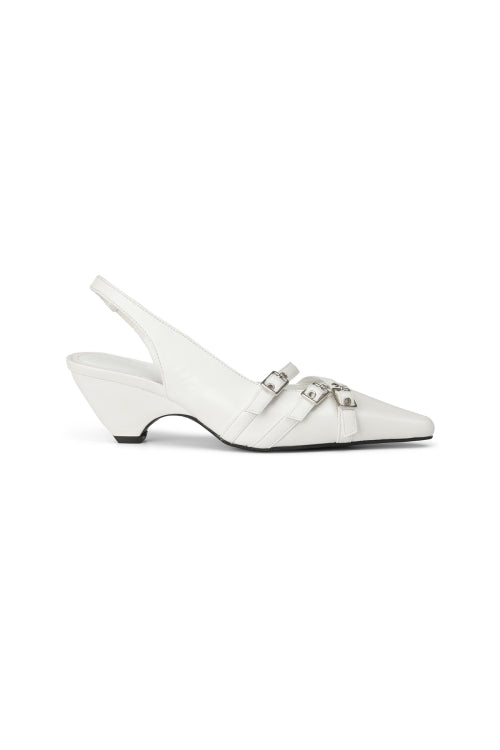 BUCKLE STRAP SLINGBACKS - 3 COLORS WHITE