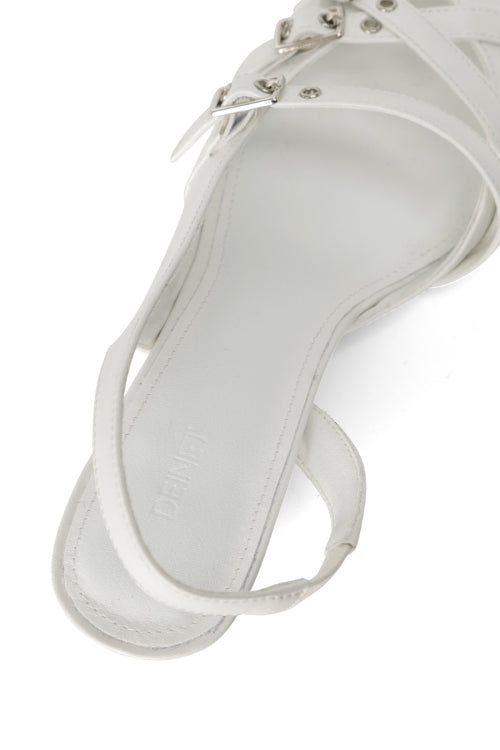 BUCKLE STRAP SLINGBACKS - 3 COLORS WHITE