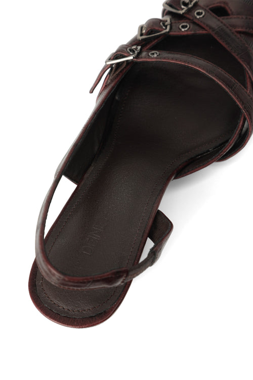 BUCKLE STRAP SLINGBACKS - 3 COLORS BURGUNDY