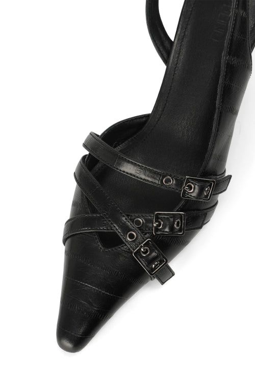 BUCKLE STRAP SLINGBACKS - 3 COLORS BLACK