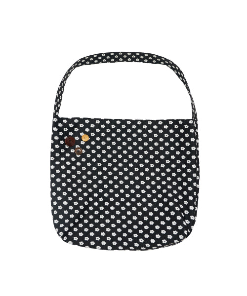 REVERSIBLE WOOD BUTTON VINTAGE BAG - 2 COLORS BLACK