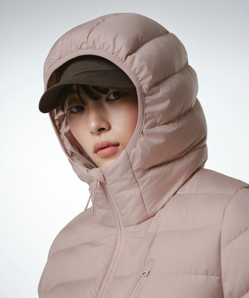 WOMENS HOODED LIGHT DOWN JACKET #韓韶禧同款! - 6 COLORS PINK