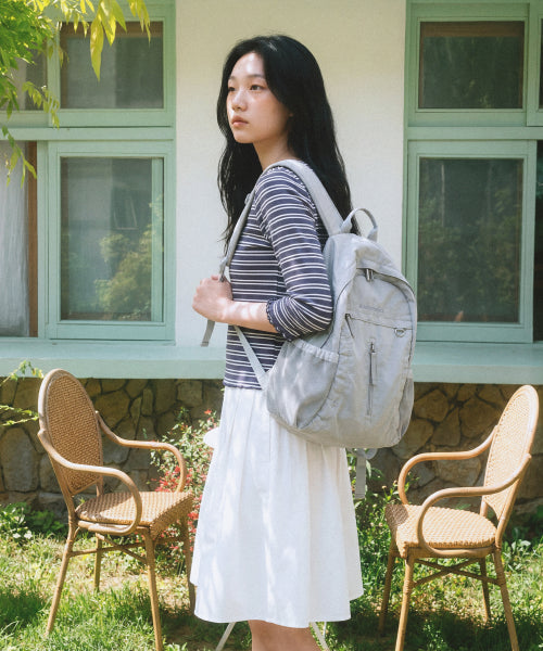 CURVED SHIRRING BACKPACK - 3 COLORS GREY
