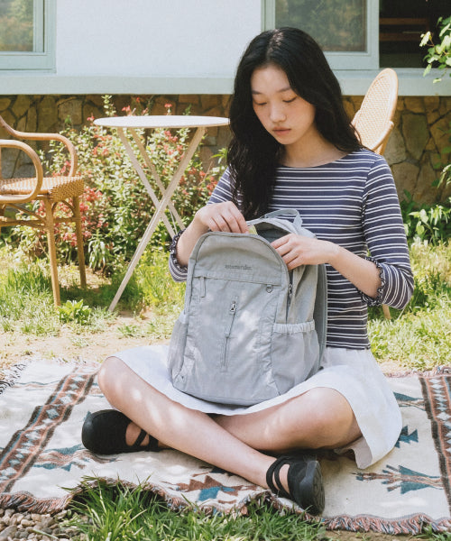 CURVED SHIRRING BACKPACK - 3 COLORS GREY