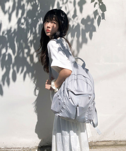 CURVED SHIRRING BACKPACK - 3 COLORS GREY