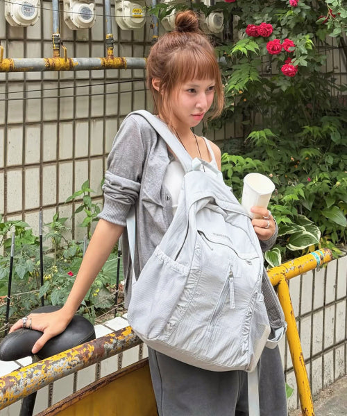 CURVED SHIRRING BACKPACK - 3 COLORS GREY