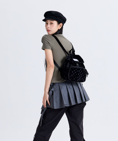 DOT VELVET MINI BACKPACK BLACK BLACK