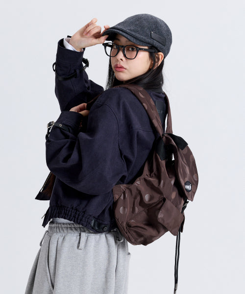 POLKA DOT FLAP BACKPACK BROWN - 2 COLORS BROWN