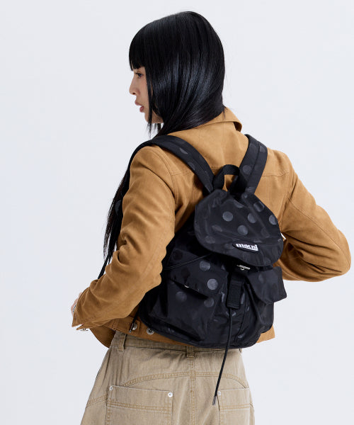 POLKA DOT FLAP BACKPACK BROWN - 2 COLORS BLACK