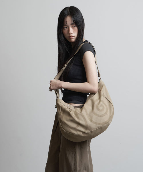 SPIRAL CANVAS CROSS BAG BLACK - 4 COLORS BEIGE