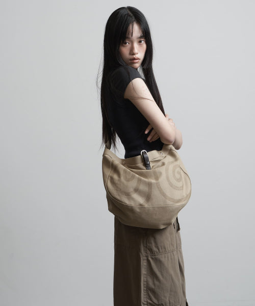 SPIRAL CANVAS CROSS BAG BLACK - 4 COLORS BEIGE