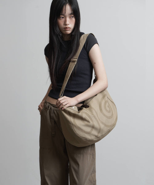 SPIRAL CANVAS CROSS BAG BLACK - 4 COLORS BEIGE