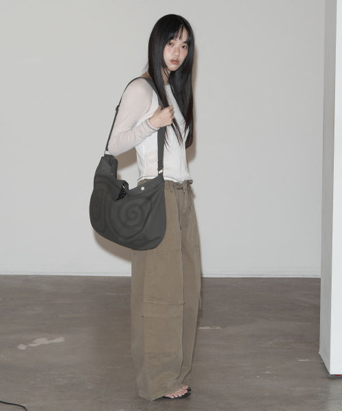 SPIRAL CANVAS CROSS BAG BLACK - 4 COLORS KHAKI