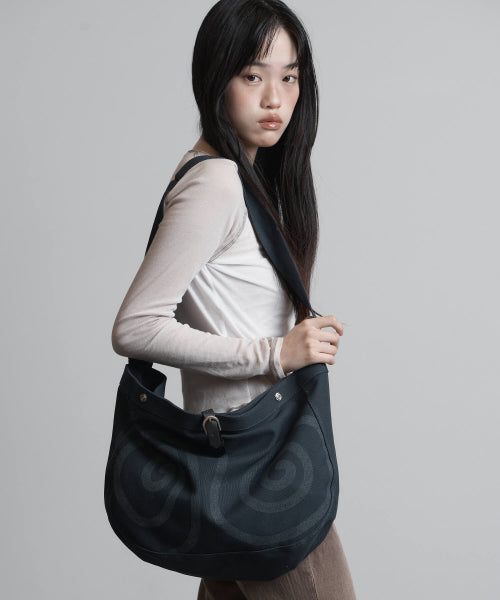 SPIRAL CANVAS CROSS BAG BLACK - 4 COLORS NAVY