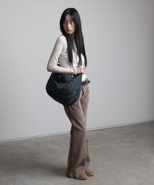 SPIRAL CANVAS CROSS BAG BLACK - 4 COLORS NAVY