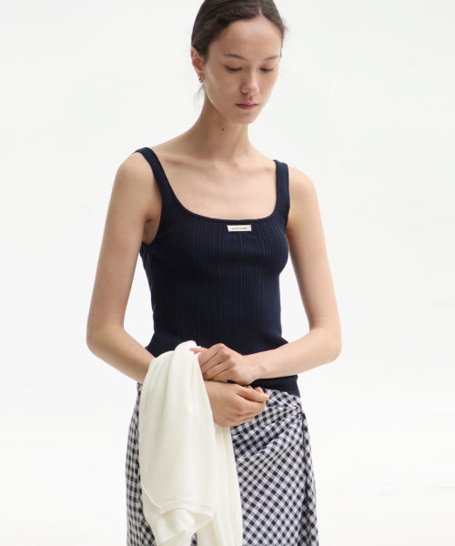 AMBRETTE RIBBED COLOR SLEEVELESS TOP - 6 COLORS IVORY