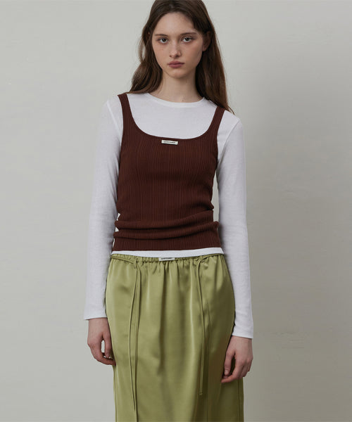 AMBRETTE RIBBED COLOR SLEEVELESS TOP - 6 COLORS IVORY