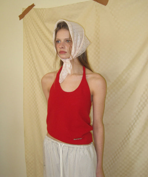 HAY WOOL HALTER LAYERED SLEEVELESS - RED - 2 COLORS RED