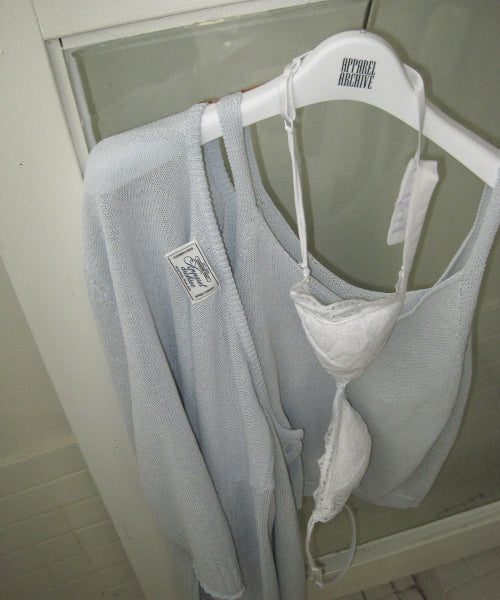 DOLLY SLEEVELESS CARDIGAN SET - SKYBLUE BLUE