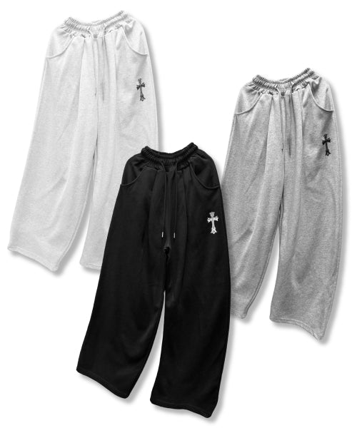CROSS WIDE PANTS - 2 COLORS GREY