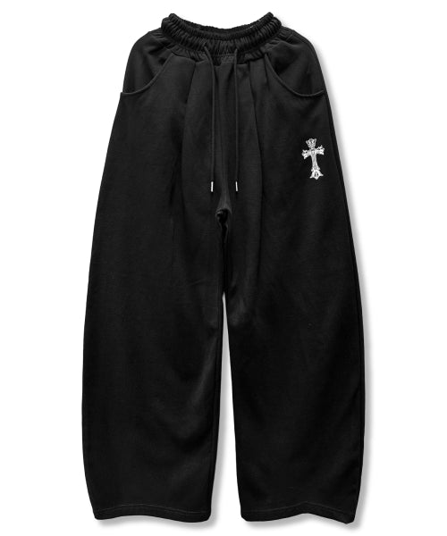 CROSS WIDE PANTS - 2 COLORS BLACK